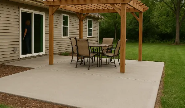 a concrete patio with a pergola from Concrete Contractor Austin in Cedar Park, TX - Cedar Park TX