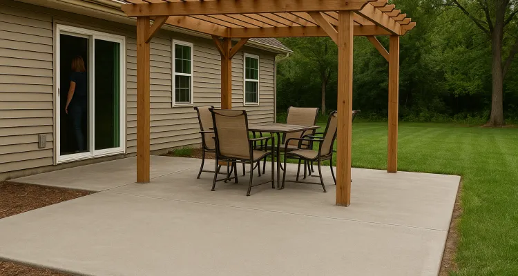 a concrete patio with a pergola from Concrete Contractor Austin in Austin, TX - Commercial Concrete Repairs