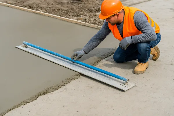 a male worker finishing an outdoor concrete slab from Concrete Contractor Austin in Austin, TX  Concrete Contractor near me