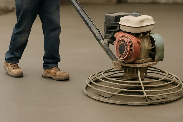 a concrete worker using a machine to finish a concrete foundation from Concrete Contractor Austin in Austin, TX - Concrete Parking Lot Building