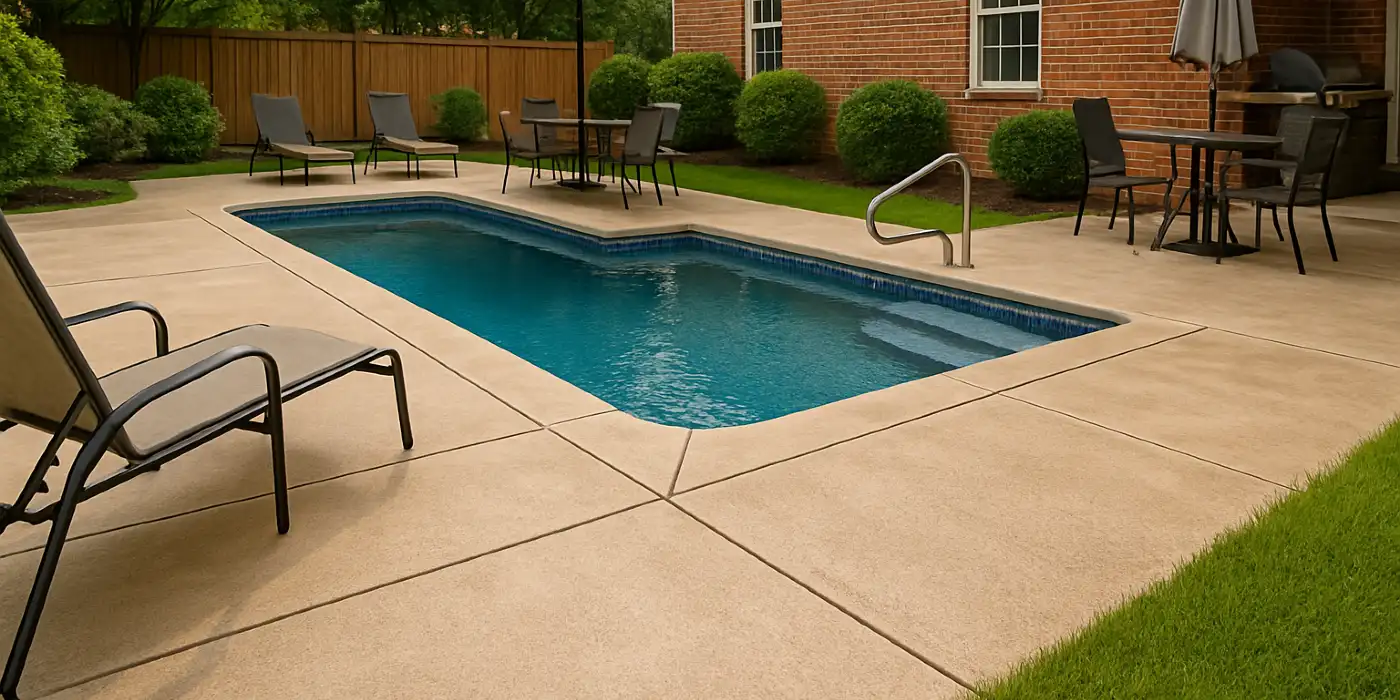 a swimming pool concrete deck from Concrete Contractor Austin in Austin, TX - Concrete Resurfacing