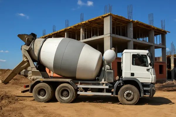 a white cement truck from Concrete Contractor Austin in Austin, TX - Driveway Installation