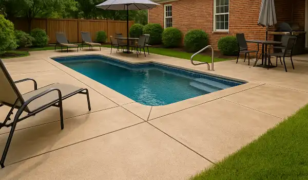 a swimming pool concrete deck from Concrete Contractor Austin in Kyle, TX - Kyle TX