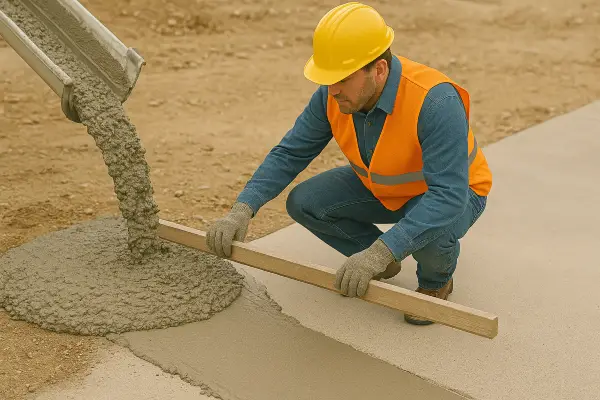 a male concrete worker adding cement to a walkway from Concrete Contractor Austin in Pflugerville, TX - Pflugerville TX