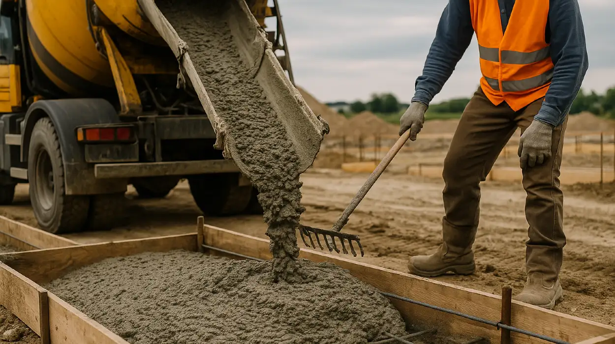 a concrete truck pouring cement on a concrete form from Concrete Contractor Austin in Round Rock, TX - Round Rock TX