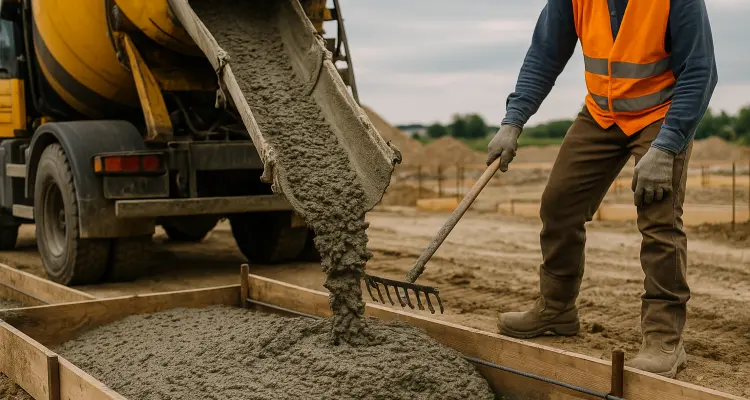 a concrete truck pouring cement on a concrete form from Concrete Contractor Austin in Round Rock, TX - Round Rock TX